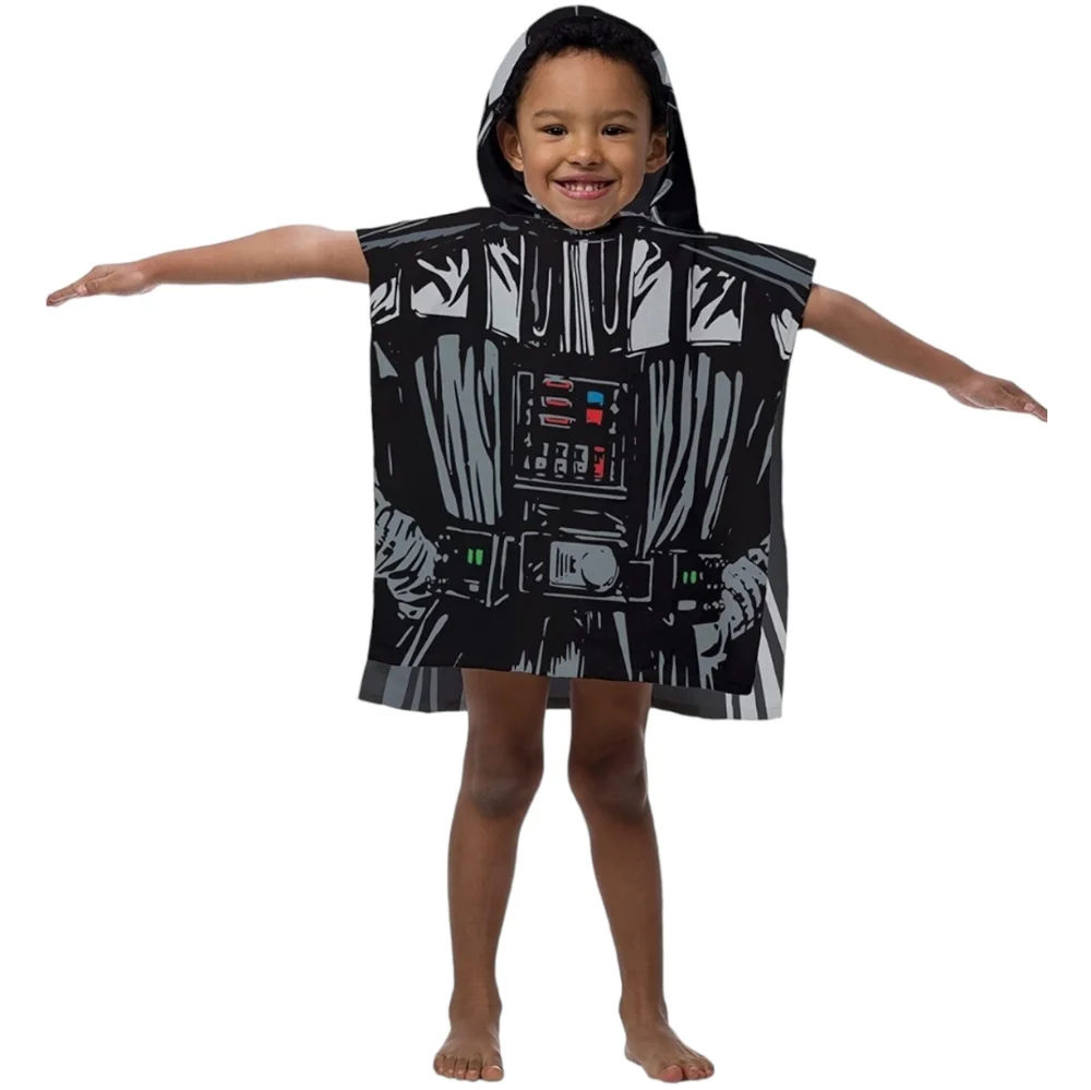 Disney Star Wars Kids Darth Vader 100% Cotton Hooded Poncho Towel, 22